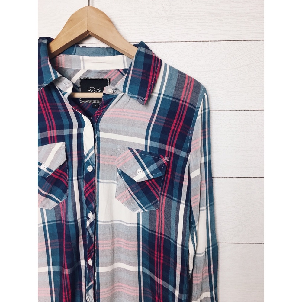 Rails | Carmen Plaid Button Down Shirt in Blue - Picture 5 of 7